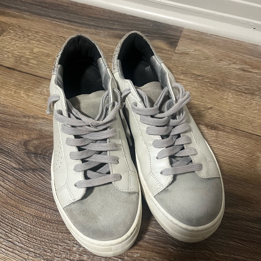 P448 Women's Grey and White Low-Top Sneakers